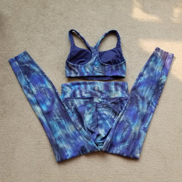 Lululemon Set Invigorate High-Rise Tight 28" Wunder Train Bra size 6 Flux Blue - Picture 3 of 7